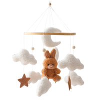 Wooden Baby Mobile – Bear, Moon & Stars Crib Toy | Soft Felt