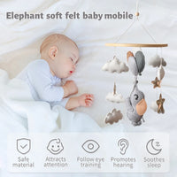 Wooden Crib Mobile – Soft Felt Bear, Cloud & Star Hanging Toy