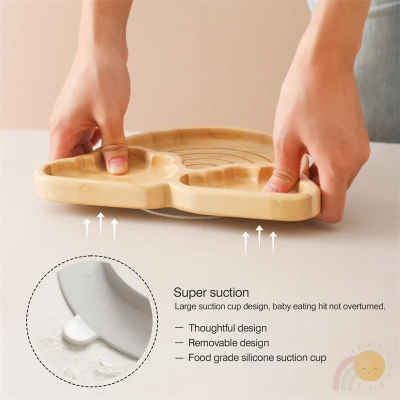 Eco-Friendly 7-Piece Bamboo & Silicone Baby Feeding Set - Safe, Non-Toxic Dinnerware for Kids