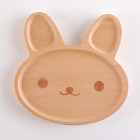 Wooden Baby Feeding Plate Set | Cute Dishes & Sucker Bowl