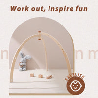 Wooden Baby Gym Frame with Sensory Rattle Toys – Foldable Play Set