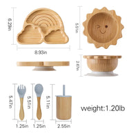 Bamboo Baby Suction Plate Set - BPA-Free, Non-Slip Tableware & Spoon for Stress-Free Feeding