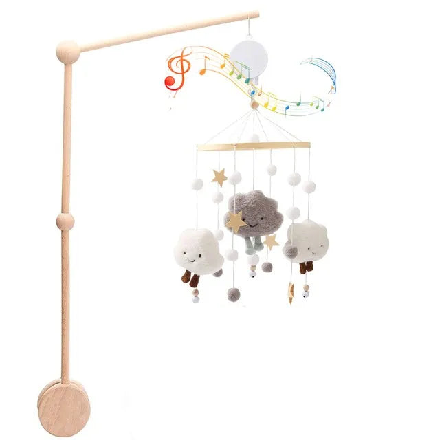 Baby Wooden Crib Mobile & Rattle Toy – Musical Bed Bell for Newborns