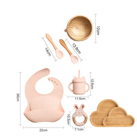 Eco-Friendly 7-Piece Bamboo & Silicone Baby Feeding Set - Safe, Non-Toxic Dinnerware for Kids
