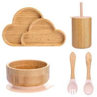 Bopoobo 5-Piece Bamboo Baby Tableware Set - BPA Free, Suction Plates, Eco-Friendly, Perfect for Weaning!