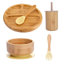 Bopoobo 5-Piece Bamboo Baby Tableware Set - BPA Free, Suction Plates, Eco-Friendly, Perfect for Weaning!