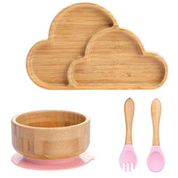 Bamboo Kids Tableware Set – 4pcs Suction Plate, Bowl & Utensils