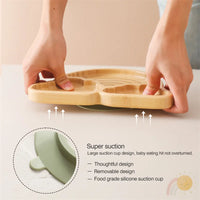 Bamboo Baby Suction Plate Set - BPA-Free, Non-Slip Tableware & Spoon for Stress-Free Feeding