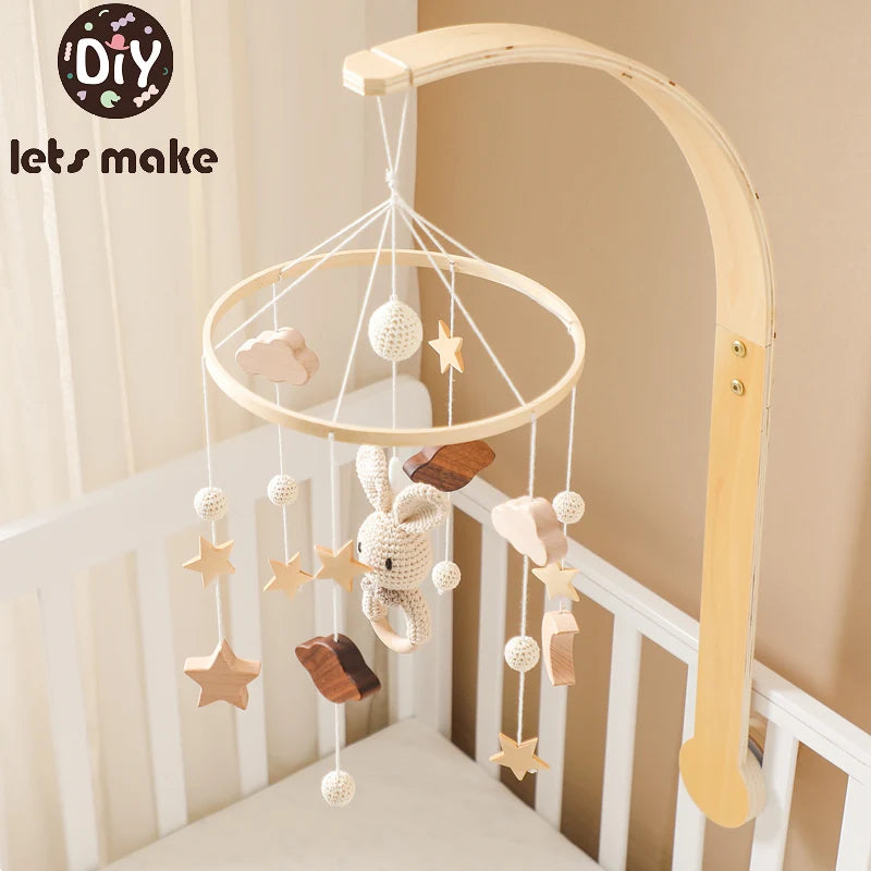 Baby Crib Mobile with Wooden Rabbit | Musical Bed Bell Toy