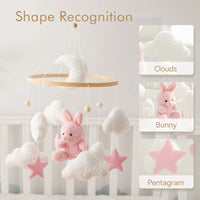 Baby Crib Mobile Pink Rabbit – Soft Felt Rattle Toy for Newborns