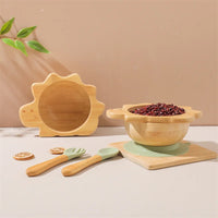 Dinosaur Bamboo Baby Tableware Set - Eco-Friendly Plate, Bowl & Utensils for Safe Feeding