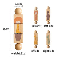 Wooden Montessori Bear Toy – Educational Cartoon Animal Rattle