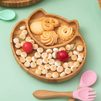Bamboo Kids Tableware Set – 4pcs Suction Plate, Bowl & Utensils