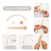 Baby Wooden Crib Mobile & Rattle Toy – Musical Bed Bell for Newborns
