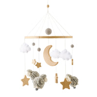 Wooden Baby Crib Mobile with Teddy Bear & Rabbit – Musical Rattle Toy
