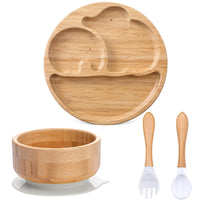 Bamboo Babies 4-Piece Cartoon Dinnerware Set for Safe Baby Feeding - Eco-Friendly, Latex-Free & Customizable