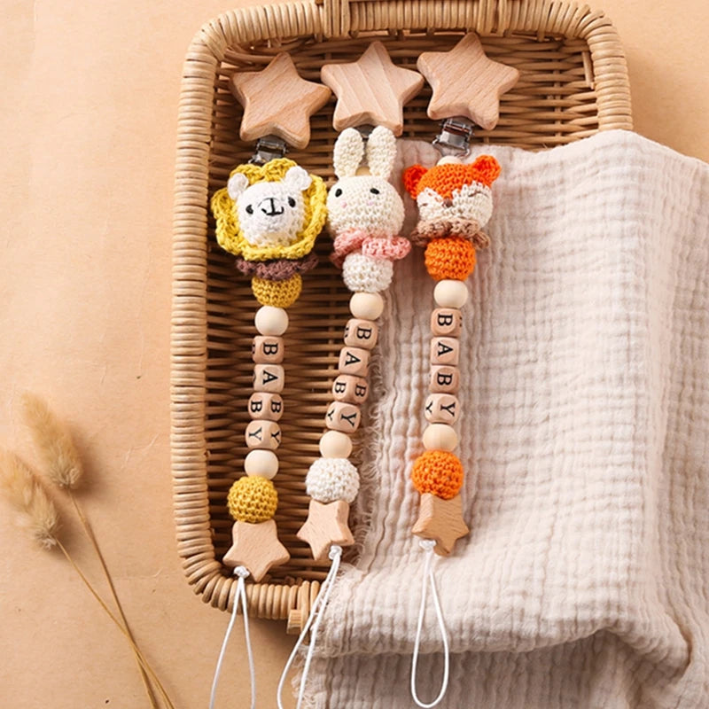 Wooden Personalized Baby Pacifier Clip – BPA Free, Teething Gift