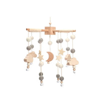 Wooden Baby Crib Mobile with Teddy Bear & Rabbit – Musical Rattle Toy
