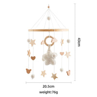 Wooden Baby Crib Mobile – Crochet Stars Bed Bell Rattle Toy