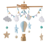 Wooden Baby Crib Mobile – Soft Felt Balloon Rattle Toy with Music