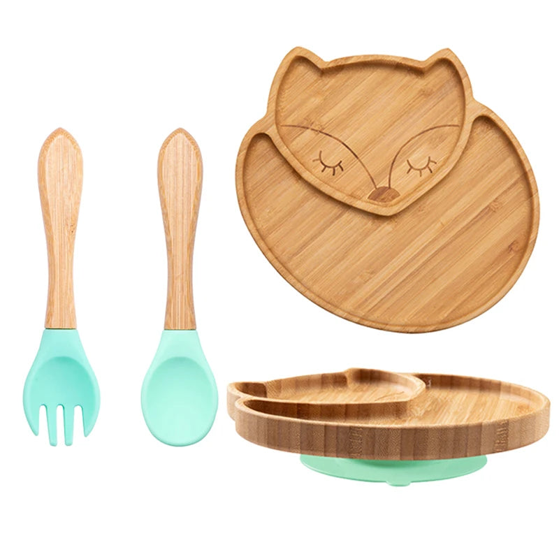 Bamboo Baby Feeding Set - Plates, Fork & Spoon | BPA Free