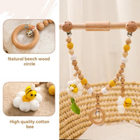 Wooden Teether & Rattle Toy - Baby Gym & Stroller Fun!