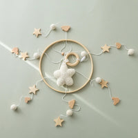Wooden Baby Crib Mobile – Crochet Stars Bed Bell Rattle Toy