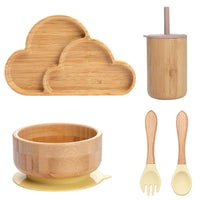 Bopoobo 5-Piece Bamboo Baby Tableware Set - BPA Free, Suction Plates, Eco-Friendly, Perfect for Weaning!