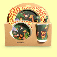 Bamboo Kids Dinnerware Set - Bowls, Plates & Utensils