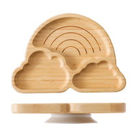 Eco-Friendly Baby Wooden Tableware Set: Bamboo Plates, Bowls & Silicone Suction Forks/Spoons for Safe Feeding