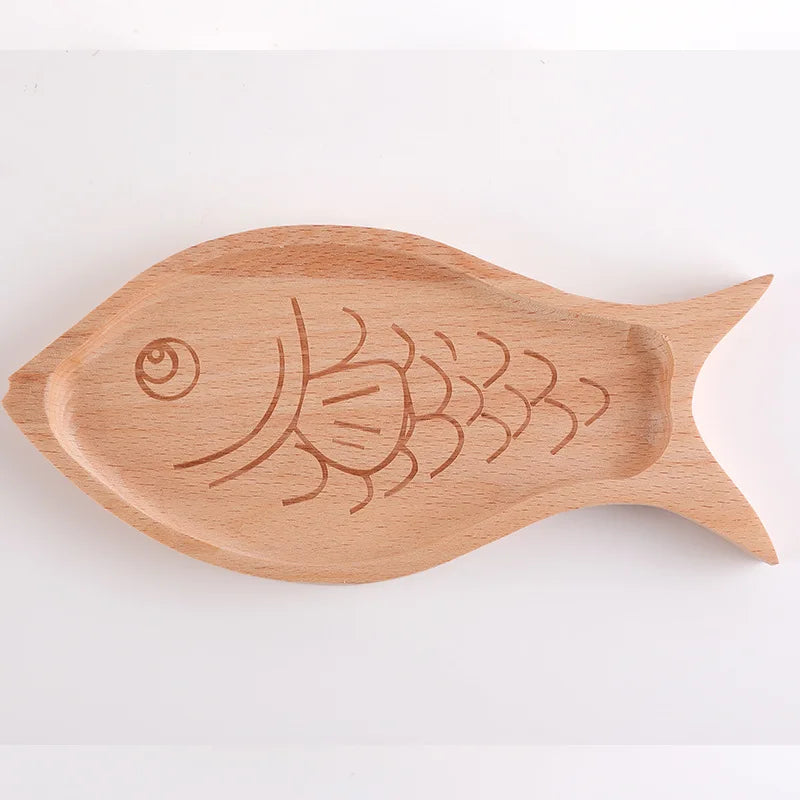 Wooden Baby Feeding Plate Set | Cute Dishes & Sucker Bowl