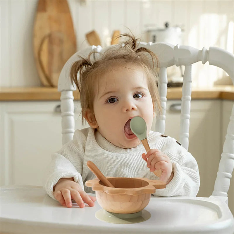Dinosaur Bamboo Baby Tableware Set - Eco-Friendly Plate, Bowl & Utensils for Safe Feeding