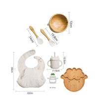Eco-Friendly 7-Piece Bamboo & Silicone Baby Feeding Set - Safe, Non-Toxic Dinnerware for Kids