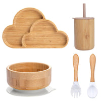 Bopoobo 5-Piece Bamboo Baby Tableware Set - BPA Free, Suction Plates, Eco-Friendly, Perfect for Weaning!