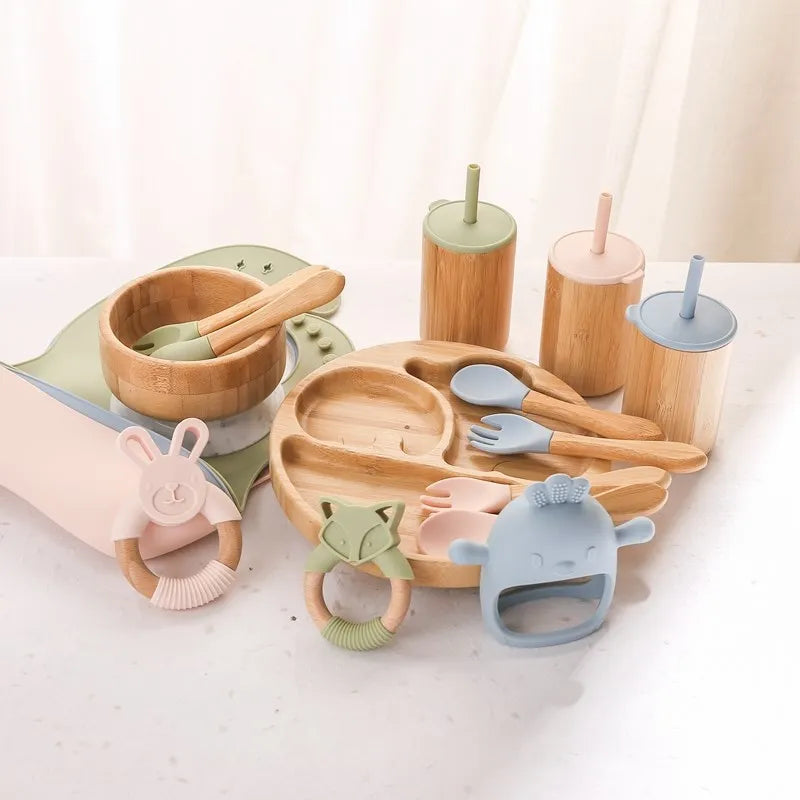 Bamboo Baby Tableware Set – BPA-Free, Non-Slip Feeding Dishes