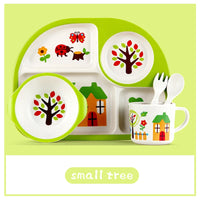 Bamboo Fiber Baby Plates – Fall-Proof Cartoon Kids Tableware