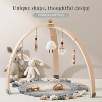 Baby Wooden Play Gym – Sensory Hanging Toys & Rattles