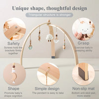 Baby Wooden Play Gym – Sensory Hanging Toys & Rattles