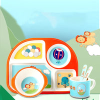 Eco-Friendly Kids Tableware Set - Fall-Proof Bamboo Plates with Non-Slip Design & Fun Patterns
