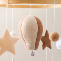 Wooden Baby Crib Mobile – Soft Felt Balloon Rattle Toy with Music
