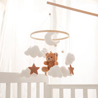 Wooden Baby Crib Mobile with Music Box – Teddy Bear Rattle Toy