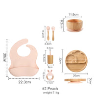 Eco-Friendly 7-Piece Bamboo & Silicone Baby Feeding Set - Safe, Non-Toxic Dinnerware for Kids