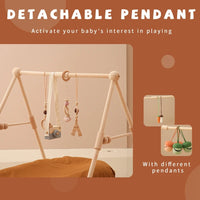 Baby Wooden Gym Frame & Sensory Rattle Toys – Foldable Play Mobile
