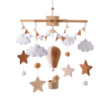Wooden Baby Crib Mobile – Soft Felt Balloon Rattle Toy with Music