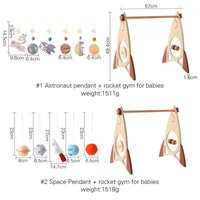 Baby Wooden Gym Frame – Montessori Rocket Activity & Rattle Toy