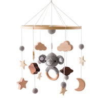 Wooden Baby Crib Mobile – Soft Felt Balloon Rattle Toy with Music