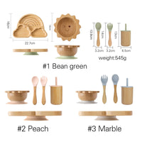 Bamboo Baby Suction Plate Set - BPA-Free, Non-Slip Tableware & Spoon for Stress-Free Feeding