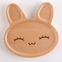 Wooden Baby Feeding Plate Set | Cute Dishes & Sucker Bowl