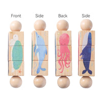 Wooden Montessori Bear Toy – Educational Cartoon Animal Rattle