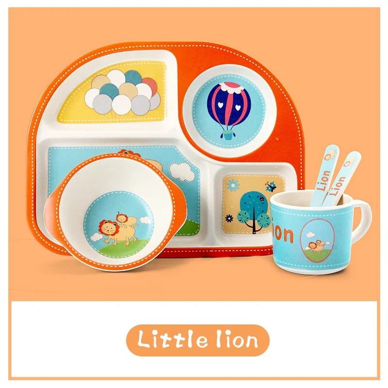 Bamboo Fiber Baby Plates – Fall-Proof Cartoon Kids Tableware